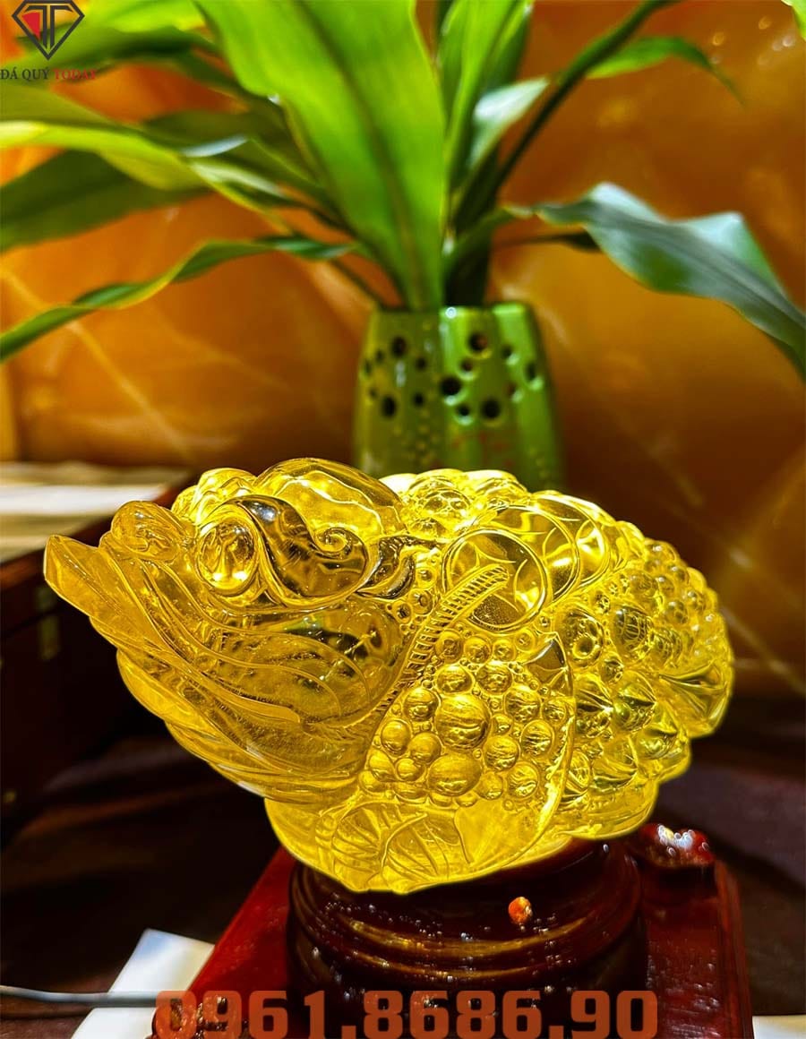 Cóc ngậm tiền bằng đá thạch anh vàng