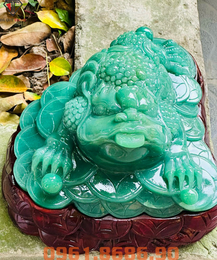 Cóc ngậm tiền bằng đá thạch anh xanh
